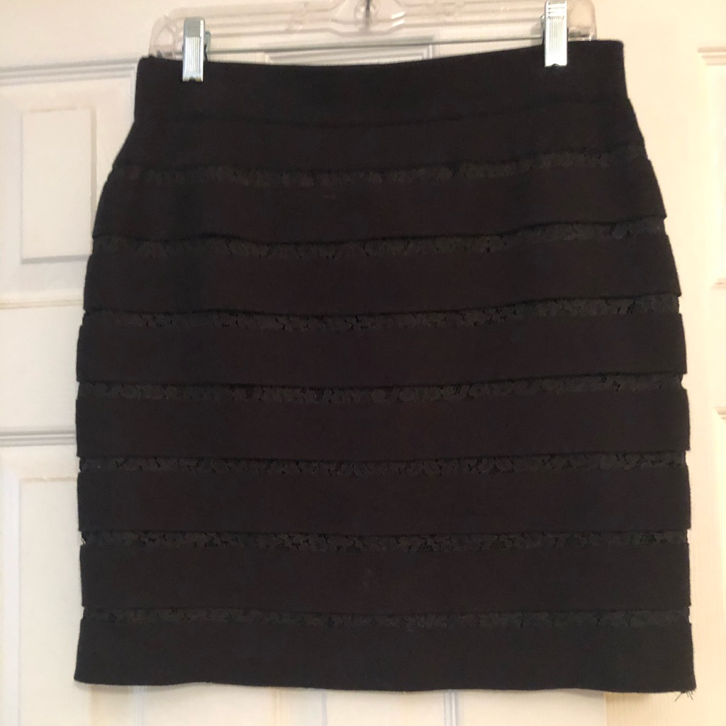 Ann Taylor Black Knit With Lace Inserts